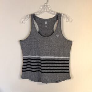 Rabbit Gray Black Striped Scoop Neck Sleeveless Racerback Tank Top Size Large